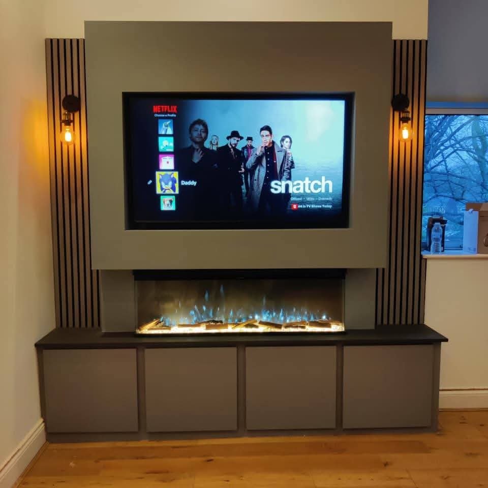 Premium media wall Netflix TV and electric fireplace Manchester